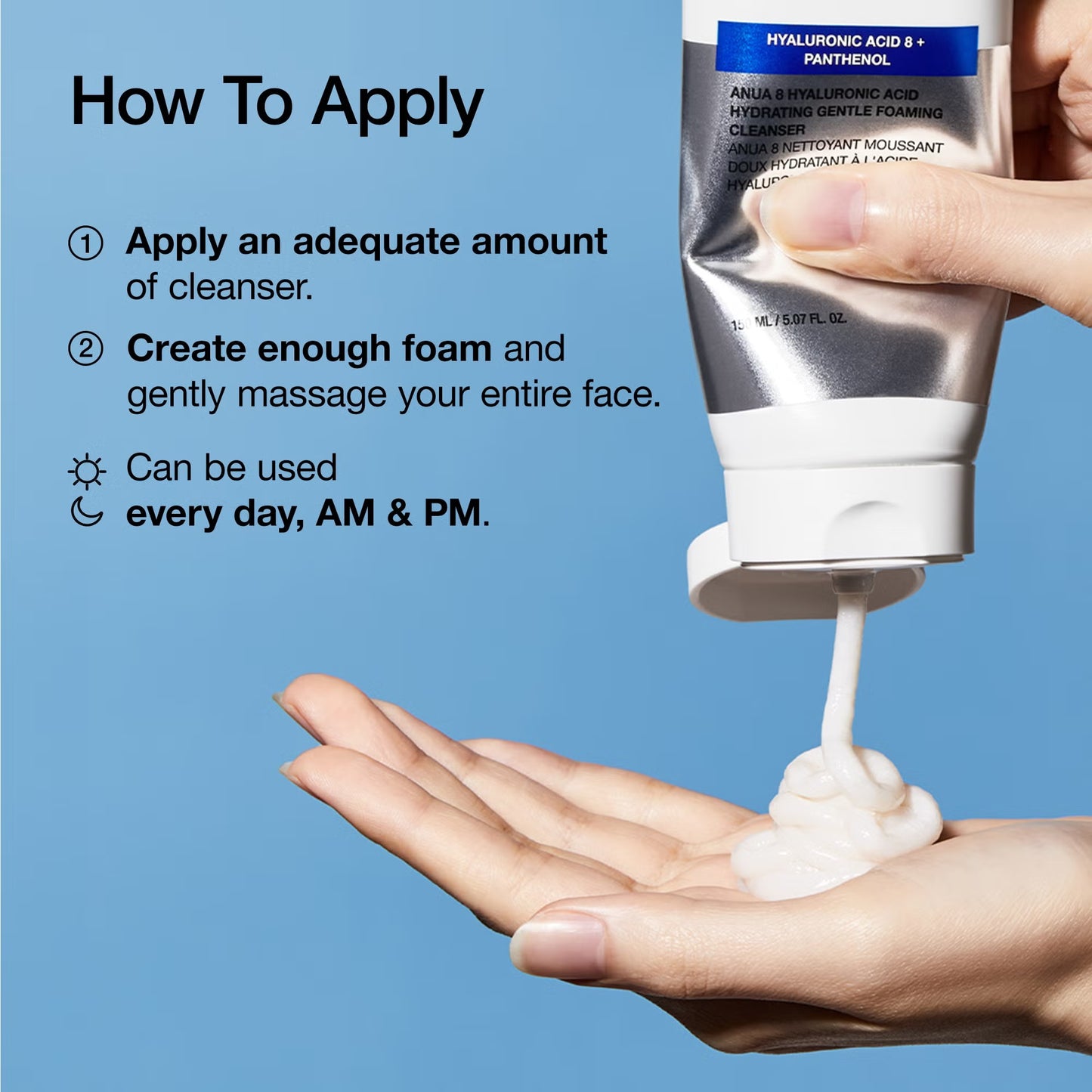 Anua 8 Hyaluronic Acid Hydrating Gentle Foaming Cleanser – 8 Katmanlı Hyaluronik Asit İçeren Nazik Köpük Temizleyici