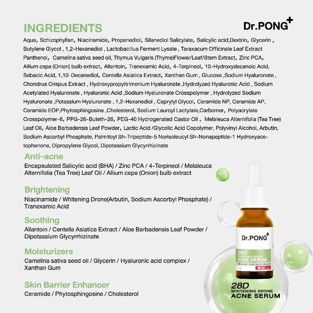 Dr.PONG 28D Whitening Drone Acne Serum – Akne ve Leke Karşıtı Aydınlatıcı Serum (16 ML)