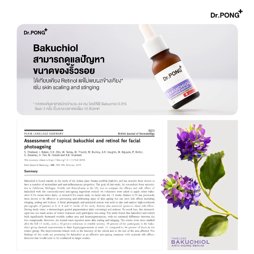 Dr.PONG Timeless Bakuchiol Serum – Anti-Aging & Kolajen Destekleyici Serum (15ML) Hassas ciltler için nazik ama etkili yaşlanma karşıtı bakım