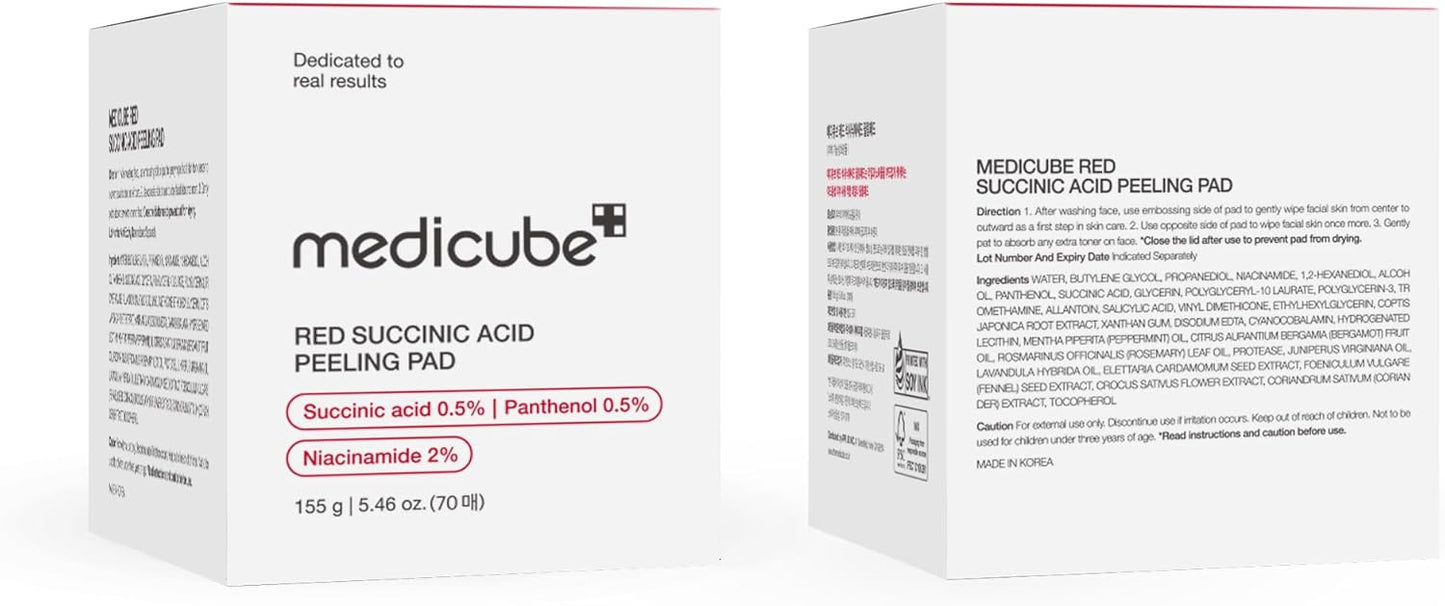 Medicube – Red Succinic Acid Panthenol Pads (Akne, Leke ve Kızarıklık Karşıtı Süksinik Asitli Tonik Pedler)
